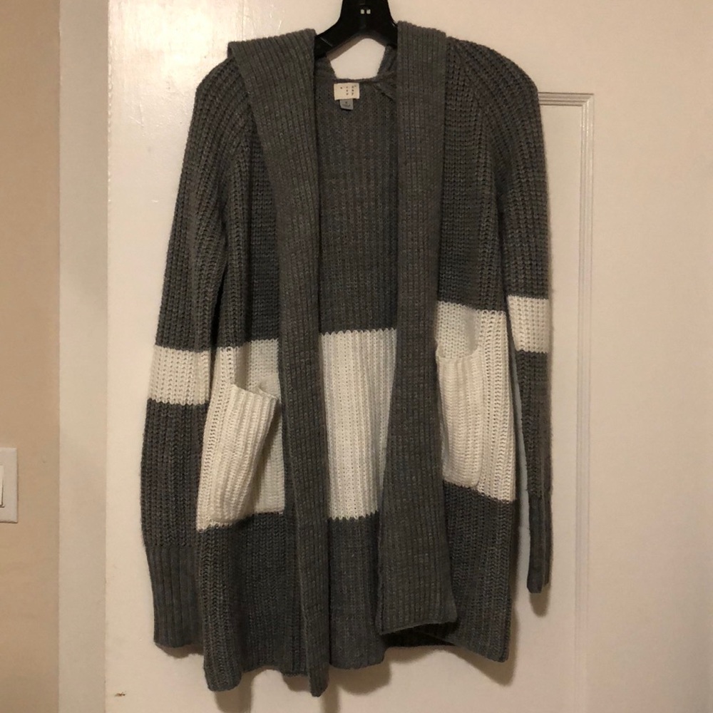 Grey and white sweater